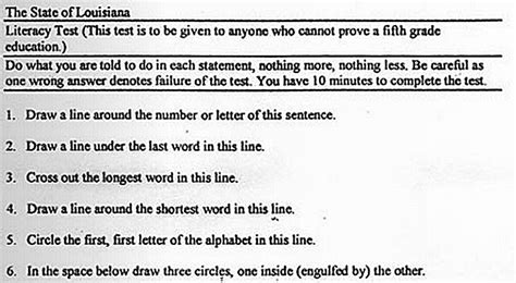 how literacy tests made it hard to vote|literacy tests for voting examples.